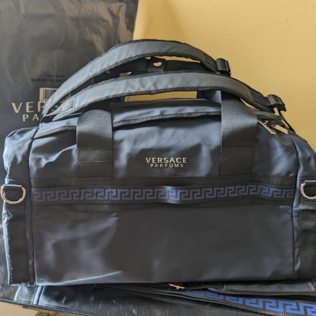Versace | Bags | Versace Parfums Mens Blue Duffle Bag New  display picture 2